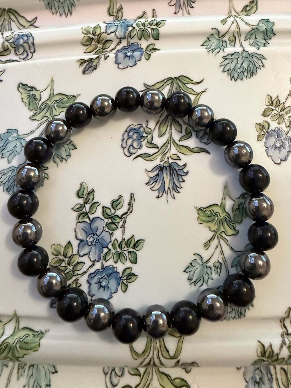 Hematite & Obsidian Bracelet; Grade AAA Gemstone, Unisex Design - ,